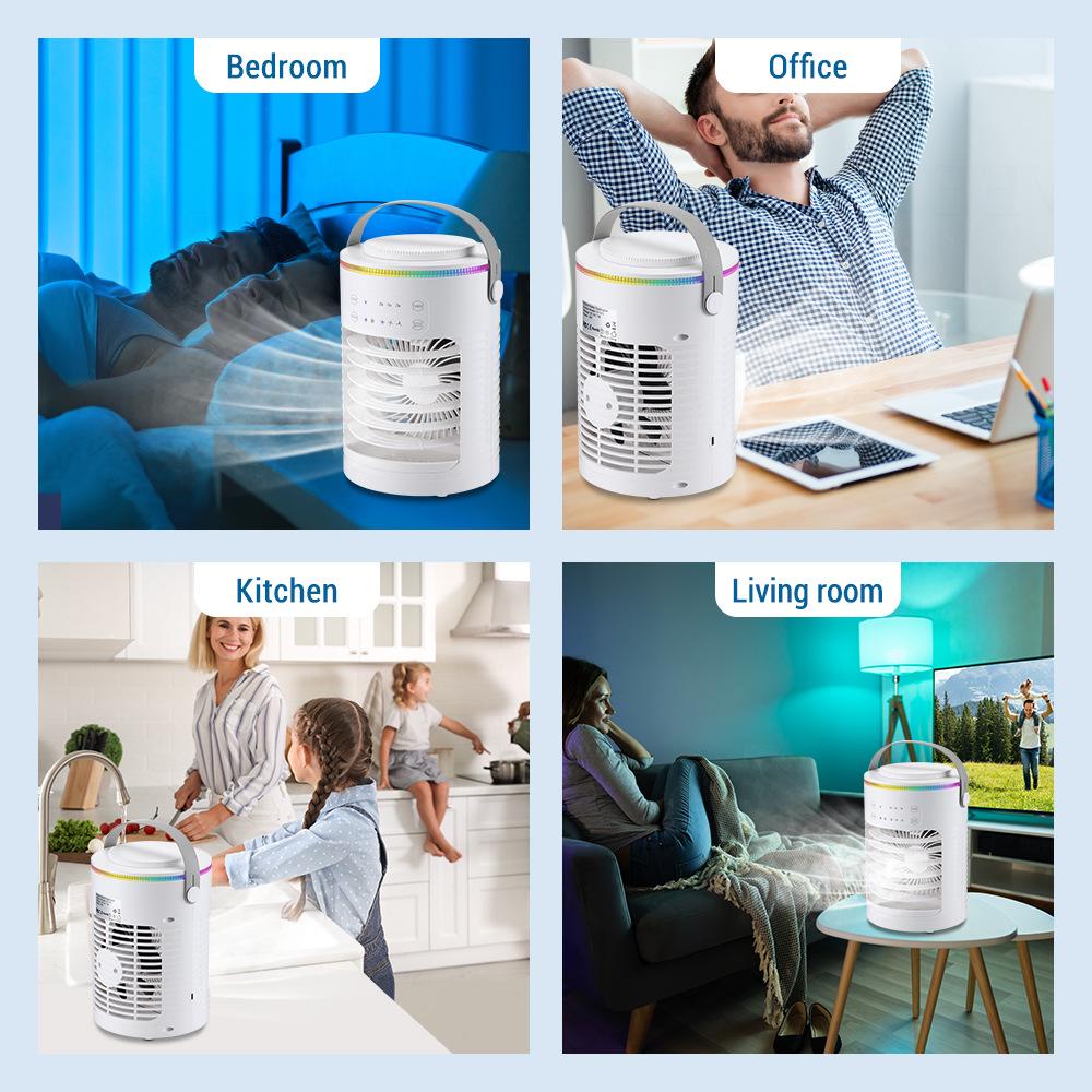 Портативный USB вентилятор-кондиционер с охлаждением ледяной водой, 3 скорости, настольный