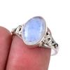 Кольцо из стерлингового серебра 925 пробы с натуральным радужным лунным камнем, размер 8 Z2c36