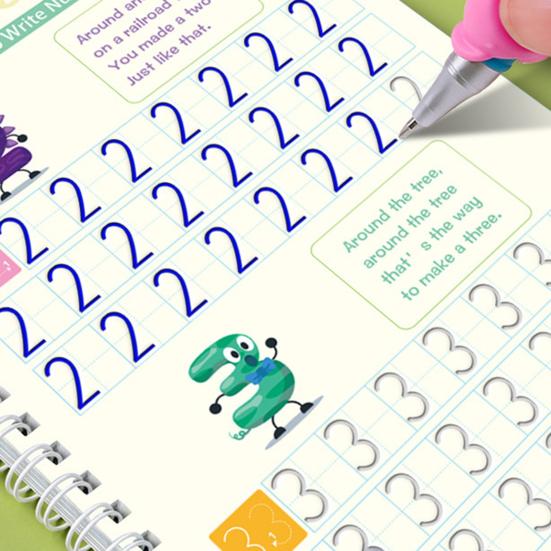 Тетрадь в линейку Детская тетрадь для практики по математике и рисованию Пропись для отработки почерка Набор тетрадей для обведения цифр и букв для дошкольников Аккуратное письмо