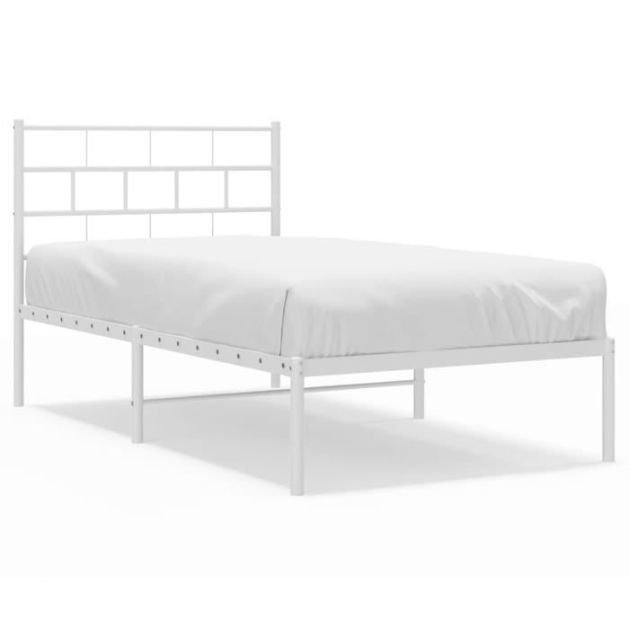 VidaXL Metal Bed Frame with White Headboard 75x190 Cm 355698