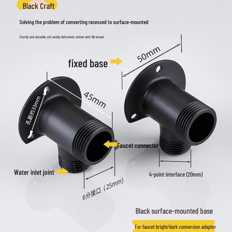 Black Shower Faucet Kit with Adjustable Shower Head and Curved Eccentric Converter