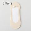 5 Pairs of Women's Summer Thin Pure Cotton Sweat Wicking Anti Skating Silk Invisible Boat Socks