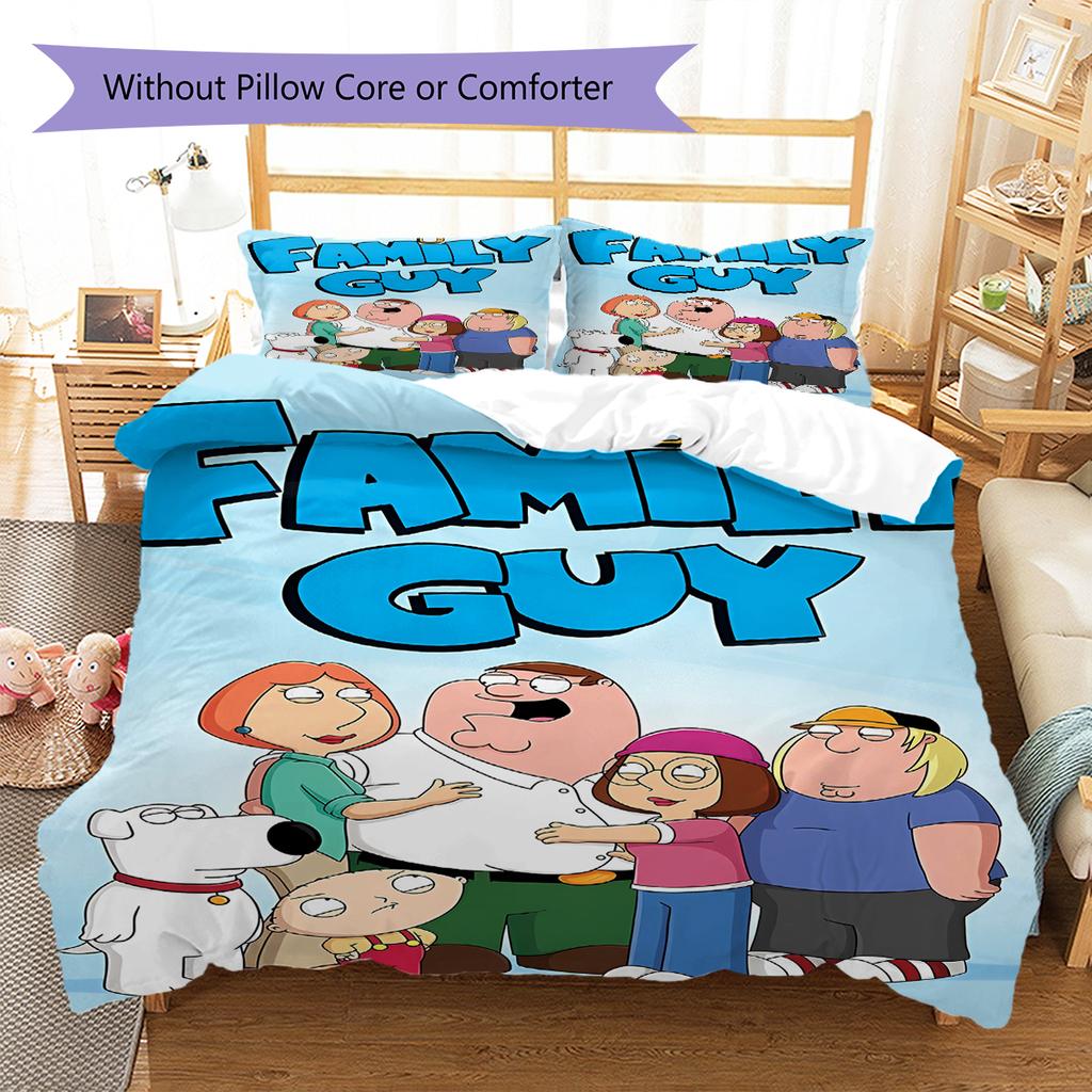 Family Guy Pattern Bedding,Quilt Set Quilt Cover Pillowcase Home Birthday Gift (1 * duvet cover + 2 * pillowcase, without core)