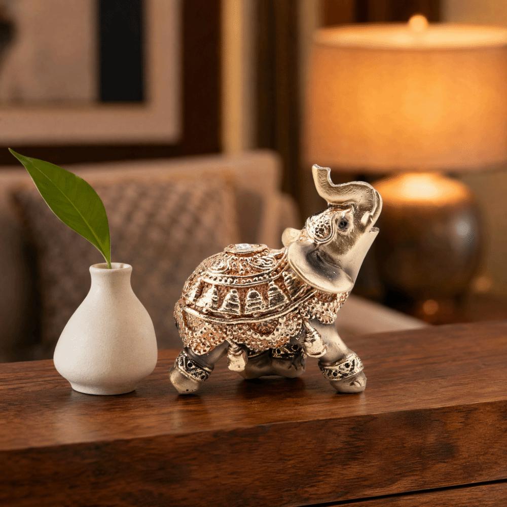 Resin Golden Elephant Figurine Gold Lucky Elephant Decoration Reception Decoration