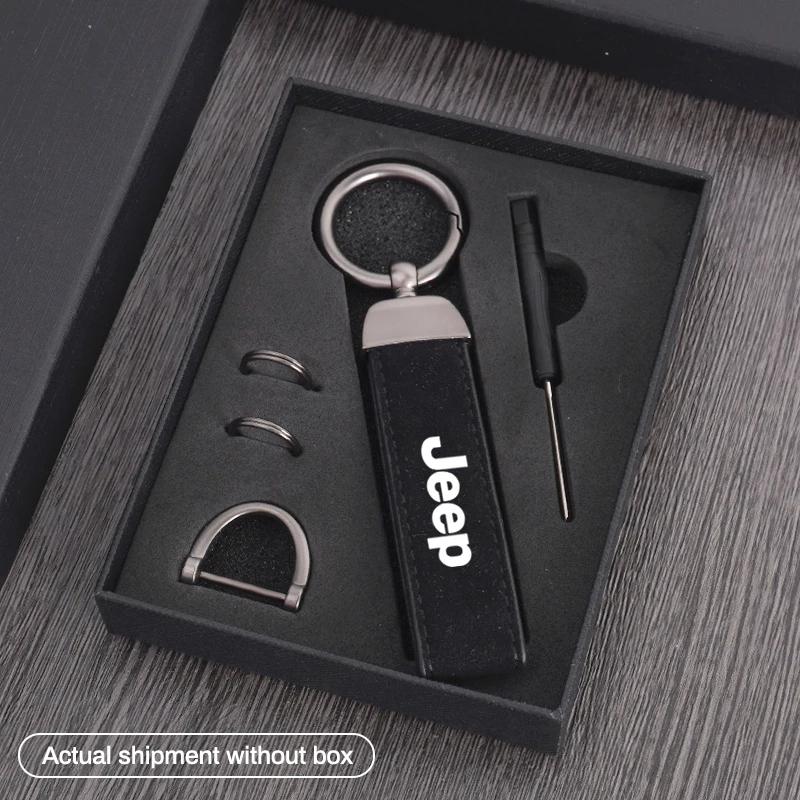 For Jeep Metal Leather Car Keychain Key Ring Accessories For Jeep Renegade Compass Grand Cherokee Wrangler jk Gladiator Patri