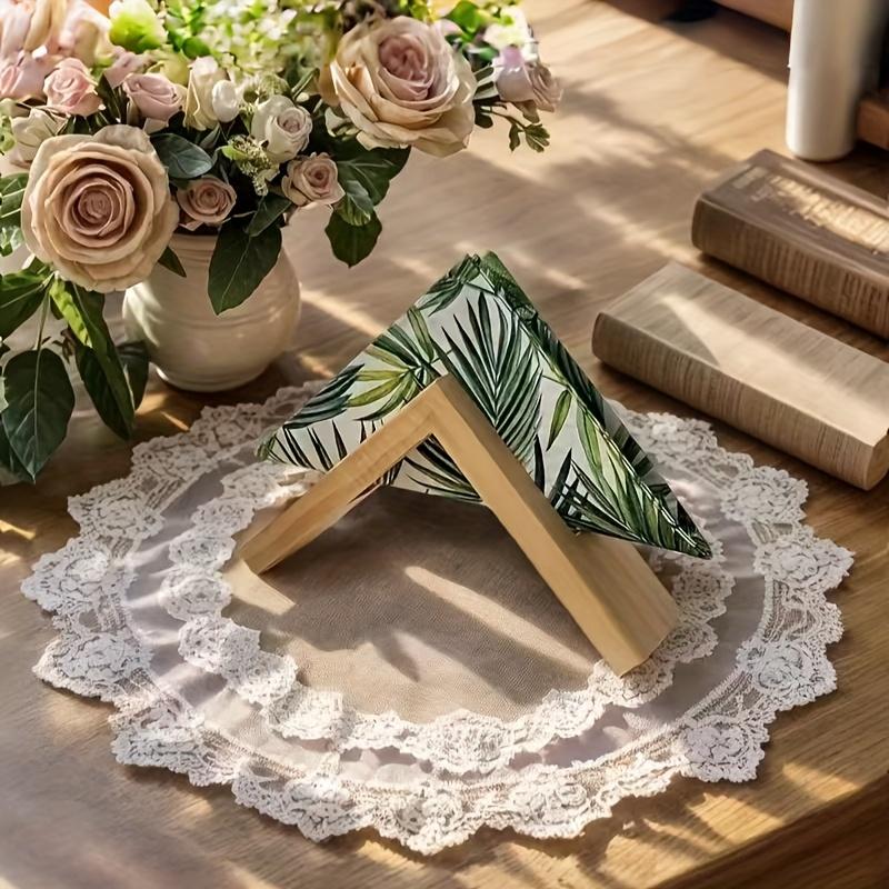 1 шт. Элегантный держатель для салфеток и бумажных полотенец из массива дерева в скандинавском стиле - Треугольный настольный органайзер с натуральной отделкой, Идеально подходит для дома
