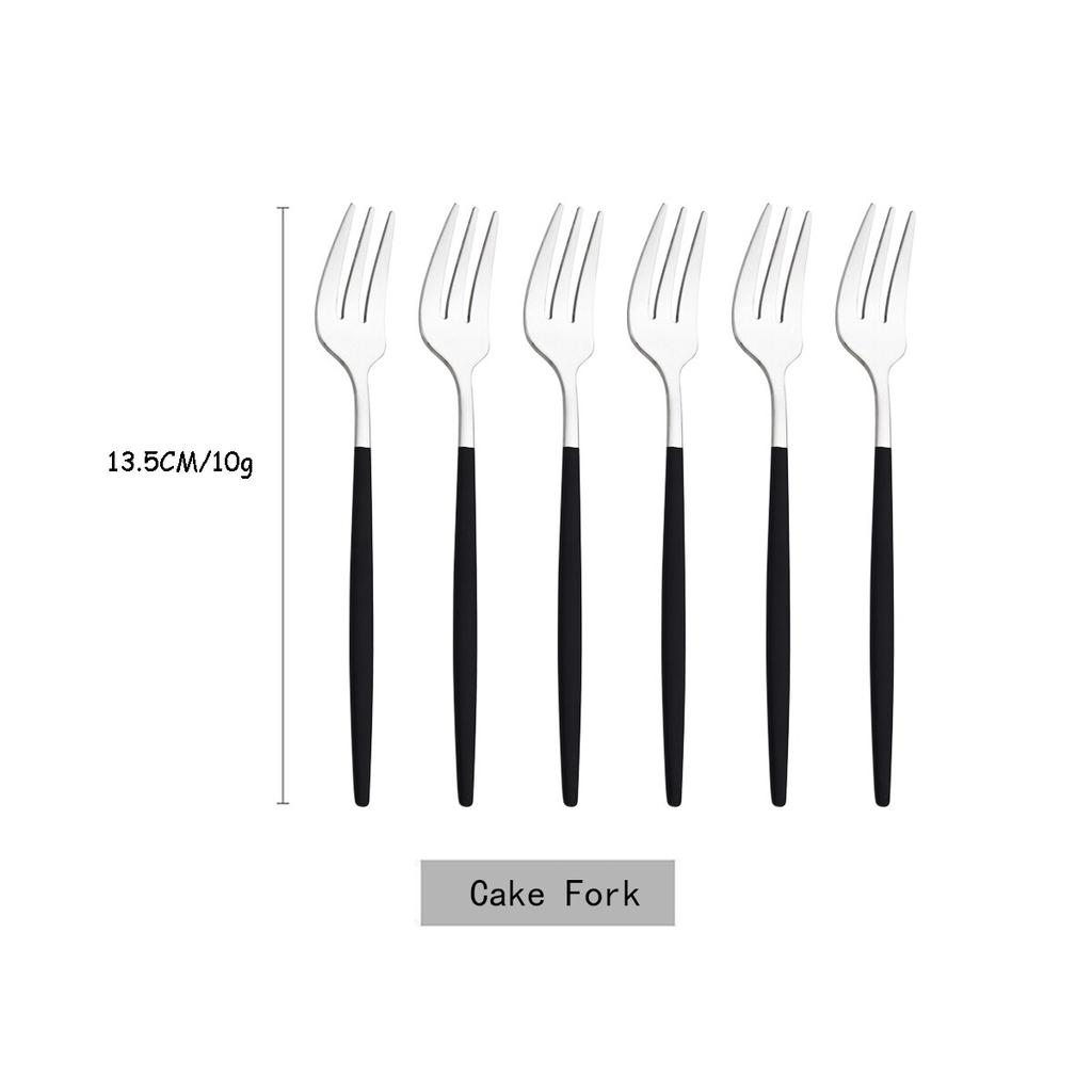 6Pcs/Set Tea Cake Snack Fork Dinnerware Cutlery Colorful Fork Set Mirror Stainless Steel Tableware Dessert Fruit Fork Silverware