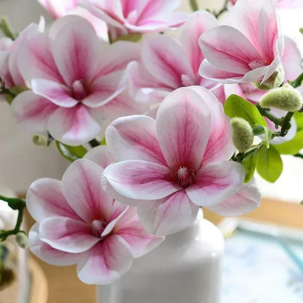 Магнолия на ощупь, с бутонами, высокая имитация, флористика в китайском стиле, украшение для гостиной