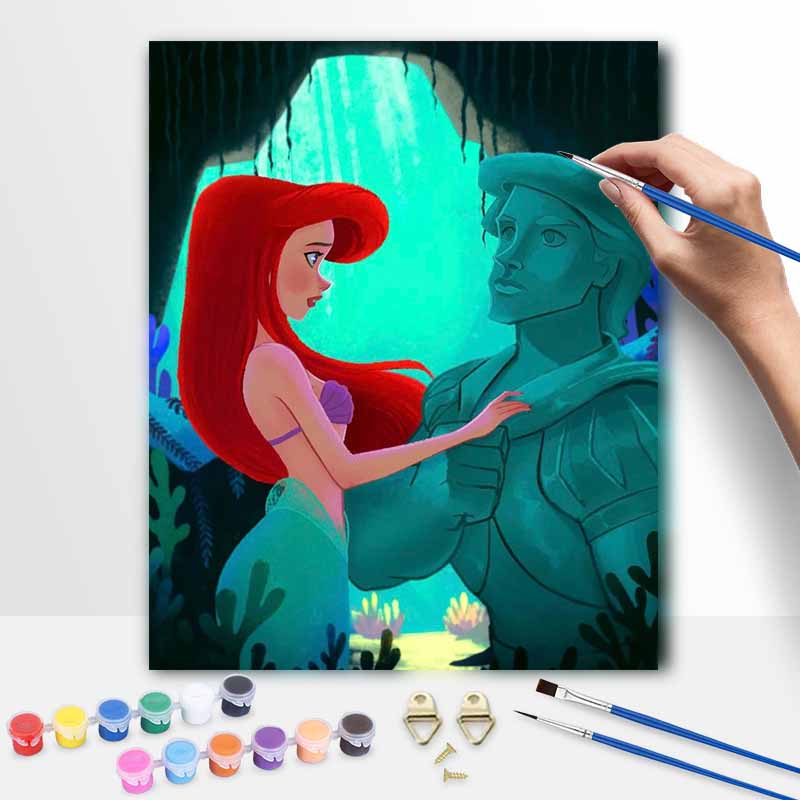Disney Little Mermaid Ariel Prince Eric oil painting painting art handmade diy painting home decoration gift