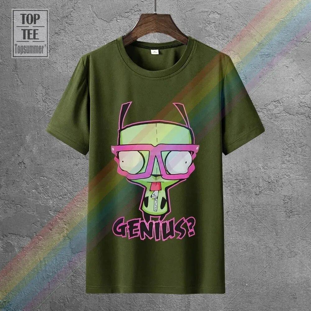 Женская футболка унисекс из 100% хлопка Invader Zim Girl Genius, топы с принтом аниме, футболка большого размера, летняя готическая одежда с графическим рисунком унисекс