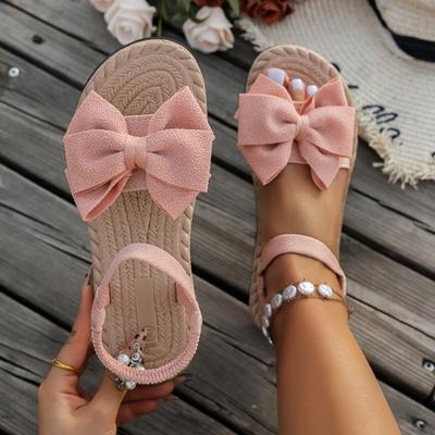 Модные женские сандалии Тренд Мода Пляжная Повседневная Обувь Женские Летние Легкие Сандалии Уличные Туфли-балетки с Бантом Zapatos De Mujer