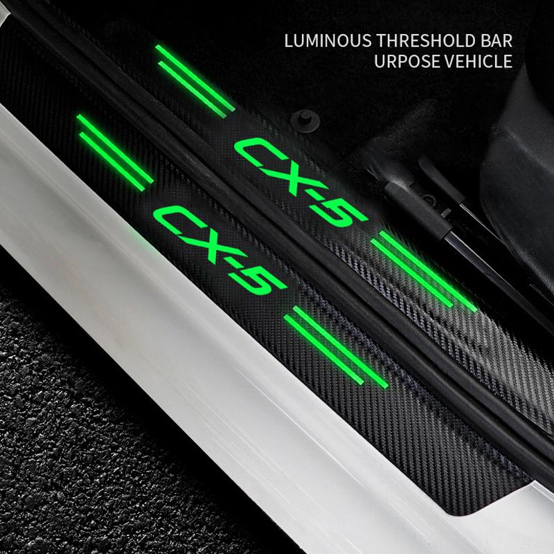 AAFD1 Car Door Edge Guards Sill Protector Luminous Anti Scratch Stickers for Mazda CX5 CX-5 Logo Rear Trunk Bumper Threshold Strips