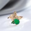Kienl New  Rose Gold Flower Ring For Women Luxury Green Natural Zircon Bride Ring Vintage Wedding Jewelry Russian Accessories