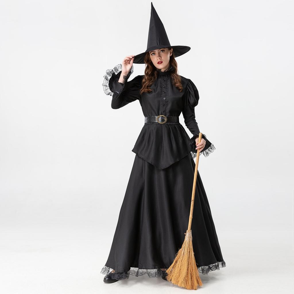 New Women's Halloween Dress Black Witch Witch Cosplay Costume Set