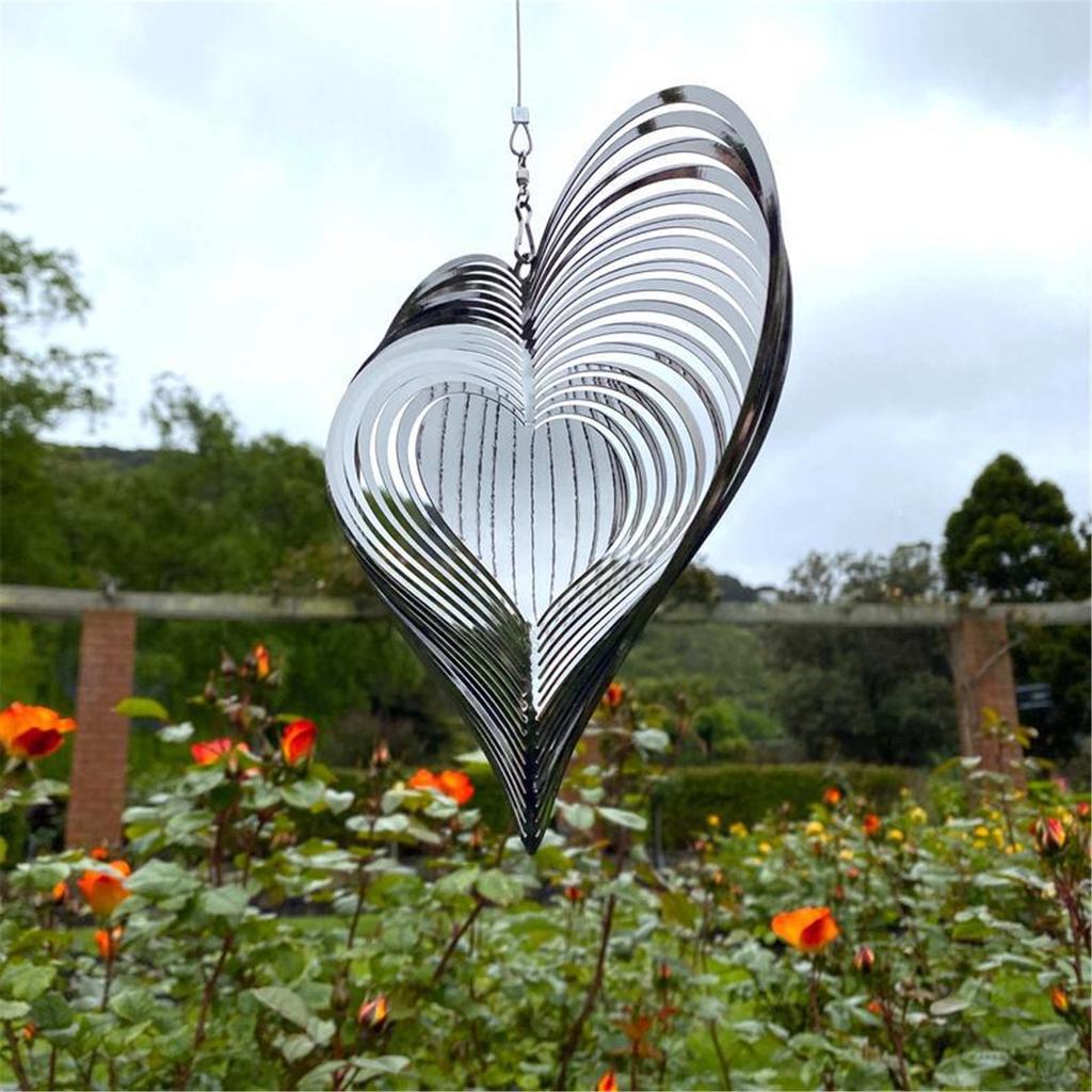 1/2pcs Beating Heart Wind Spinner ABS Wind Catcher Love Wind Chime Rotating Bird Repellent Wind Chime Hang Decoration 6 Colors