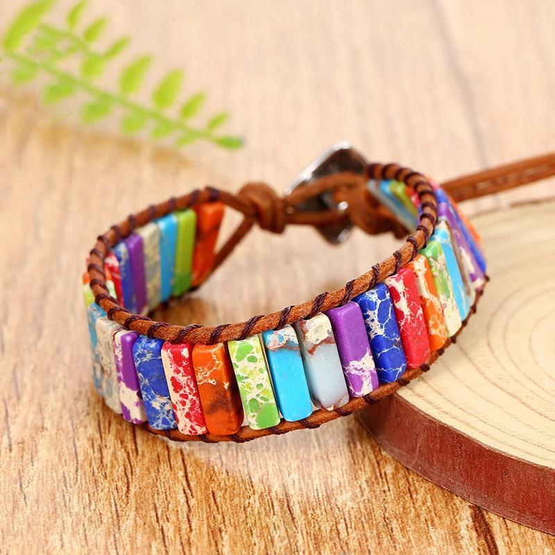 Handmade Bohemian Geometric Beaded Bracelet With Semi-Precious Stones Men Women