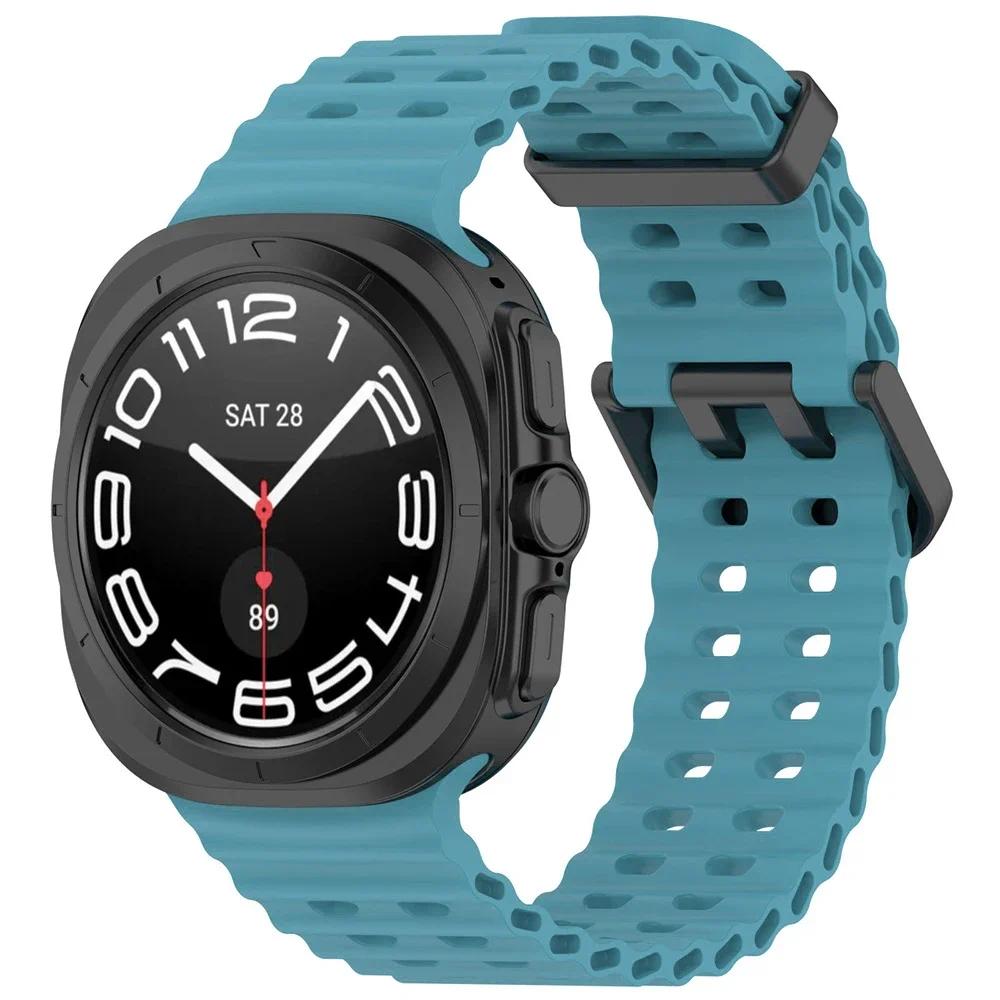 Спортивный ремешок для Samsung Galaxy Watch Ultra 47 мм силиконовый Браслет БЕЗ ЗАЗОРОВ Аксессуары для часов Ocean Watch7 47 мм Ремешок