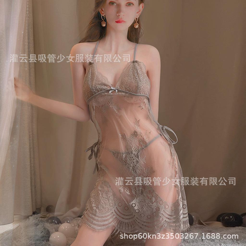 Large Size Sex Underwear Sexy Water-soluble Flower Halter Sling Lace Perspective Thin Hollow 0