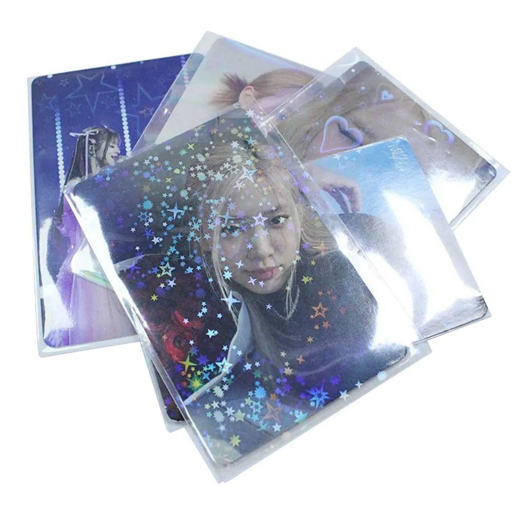50 шт. Лазерные карманчики для карт Защитная пленка для фотокарточек для K-pop, Защитные планшеты для настольных игр, Карты Таро, Фотокарточки