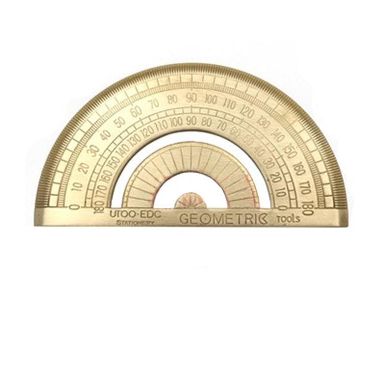Латунная студенческая геометрическая линейка, линейка квадратного треугольника, линейка полукруга, транспортир, инструмент для измерения угла линейки