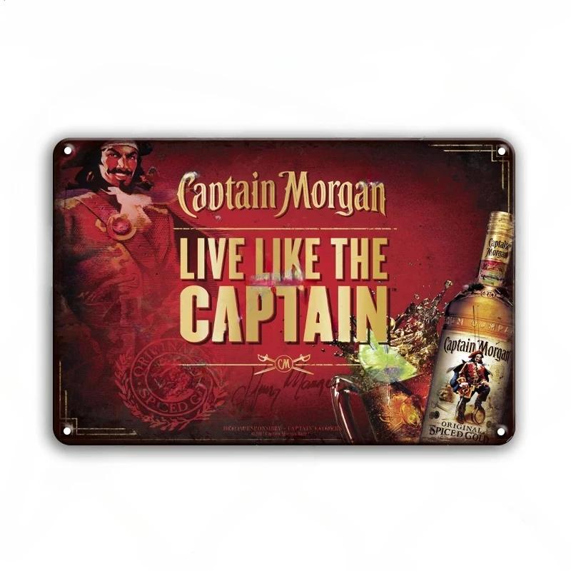 Винтажные жестяные знаки с ромом Captain Morgan, плакаты, настенный декор, ретро-металлический знак, Havana Club, Bacardi, Kraken, табличка, бар, кухня