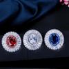 CMM Delicate Four Colors Cubic Zirconia Silver Color Round Stud Earrings