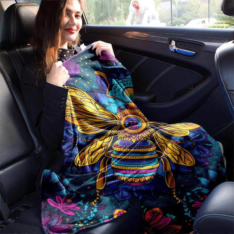1pc Bee Printing Lightweight Flannel Blanket, Comfortable and Warm Blanket, for Camping Sofa Bed and Couch Office, Suitable for Gift Blankets