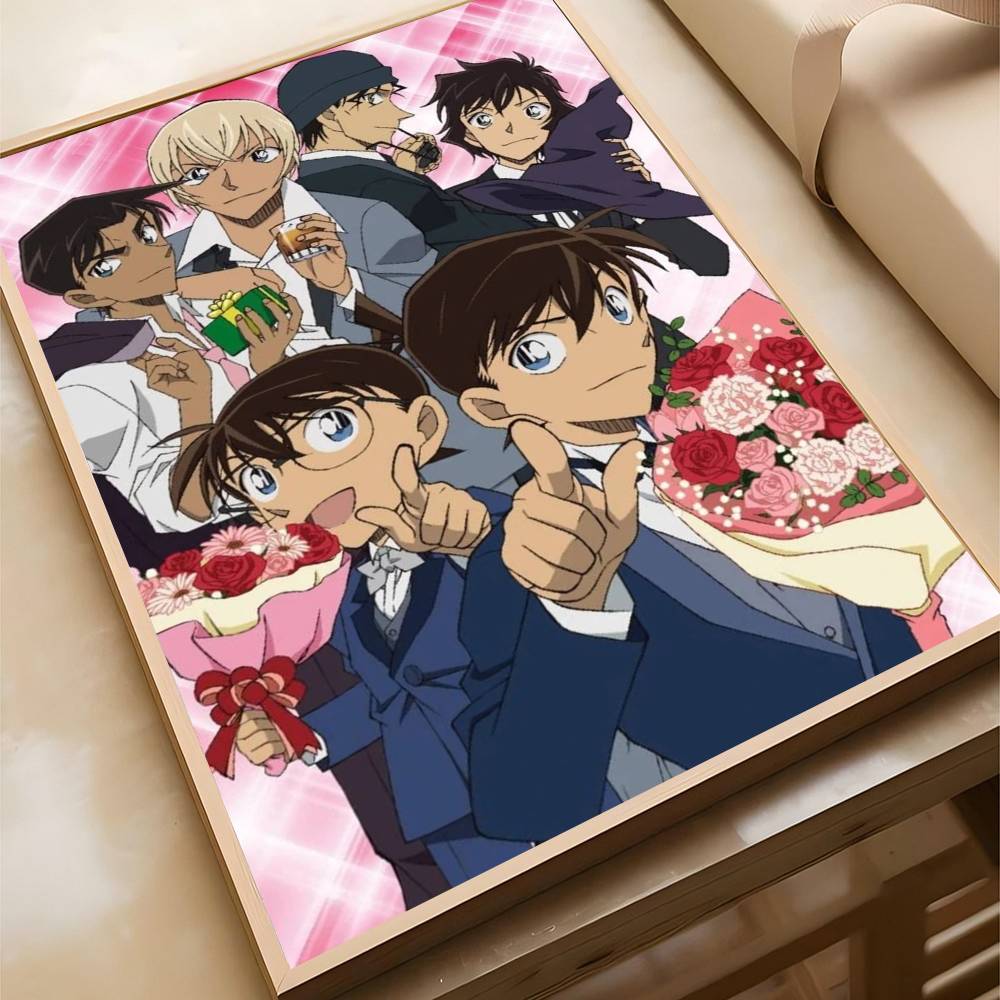 Anime Detective Conan Poster Self-adhesive Art Waterproof Paper Sticker Coffee House Bar Room Wall Decor