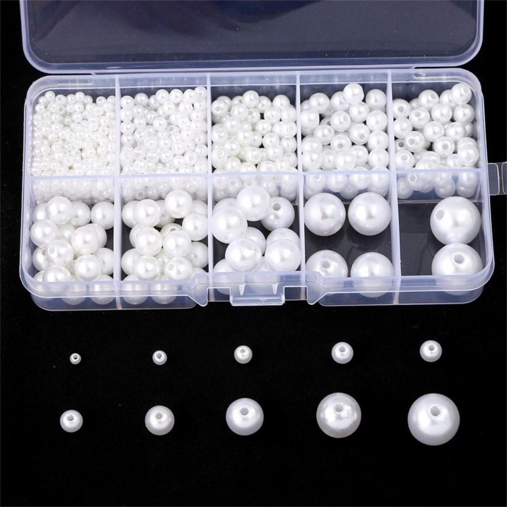 800pcs 3-14mm ABS Pearl Beads White Imitation Pearl Beads Acrylic Mixed Pearl Beads  Sew Craft