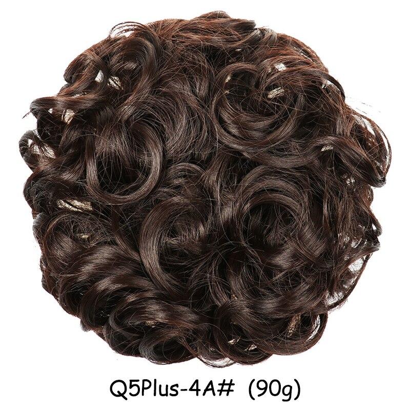 MISS WIG Women Messy Chignon Donut Hair Bun Fake Hair Elastic Chignon Synthetic Fiber Hairpiece Gray Black Brown Color