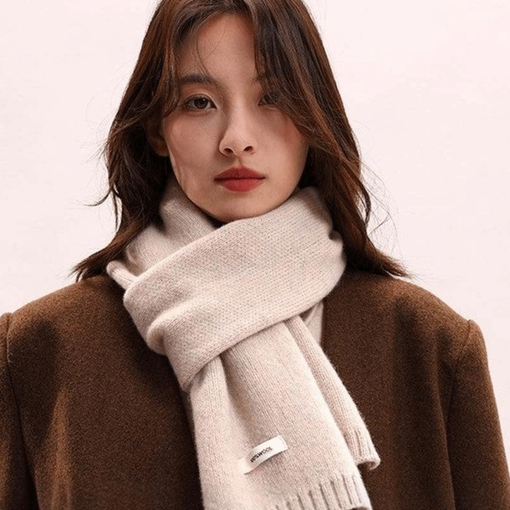 Solid Color Knitting Wool Scarf Cold-proof Winter Warmer Scarf Long Thickened Neckscarf Autumn