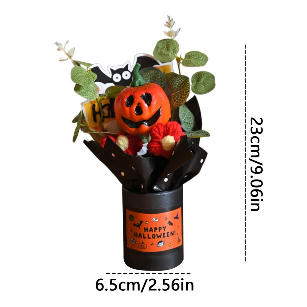 Halloween Artificial Pumpkin Bouquet Fake Flower With Eucalyptus Leaves Mini Bouquets Party Gifts Artificial Flowers Decoration