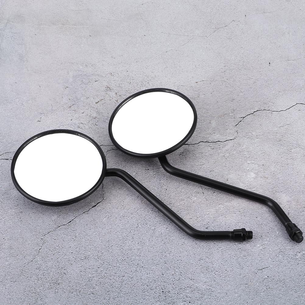 1 Pair 10MM Thread Universal Motorcycle Black Rounded Side Back Rear View Mirror