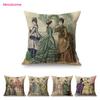 Ancient European Victorian Era Royal Court Fashion Lady Full Dress Vintage Poster Home Decoration Pillow Case Sofa Cushion Cover