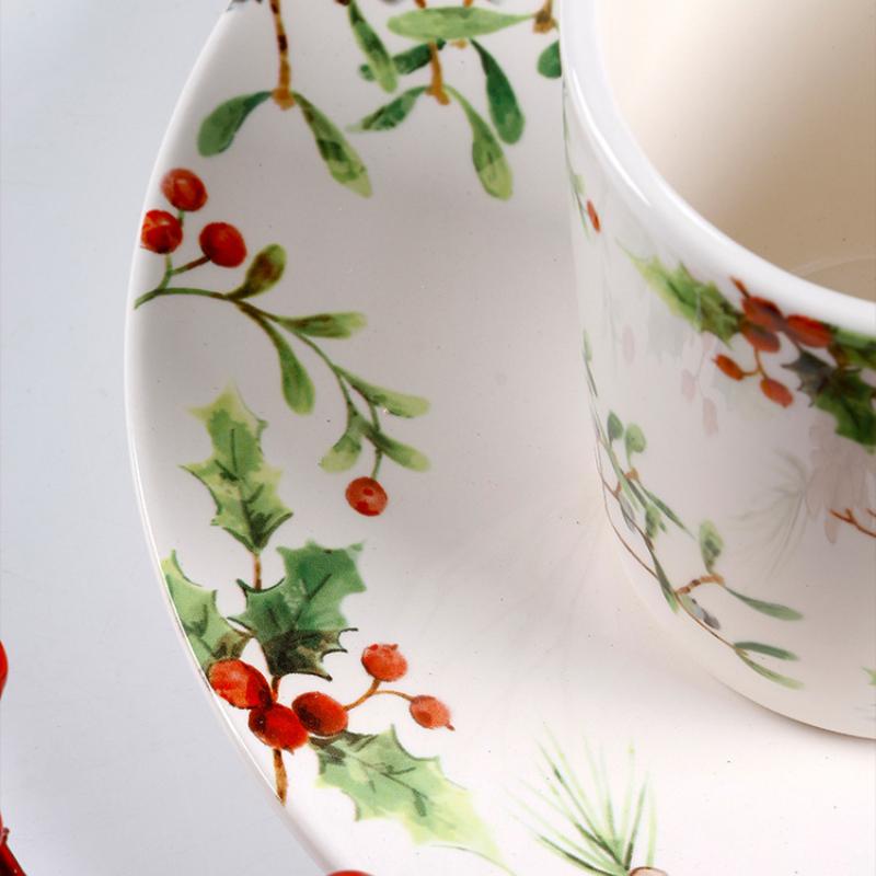 1pcs Christmas Tree Ceramic Plate Tableware Glazed Color Snack Dessert Dishes Bowl Elk Pattern Coffee Mug Kitchen Dinner Plates