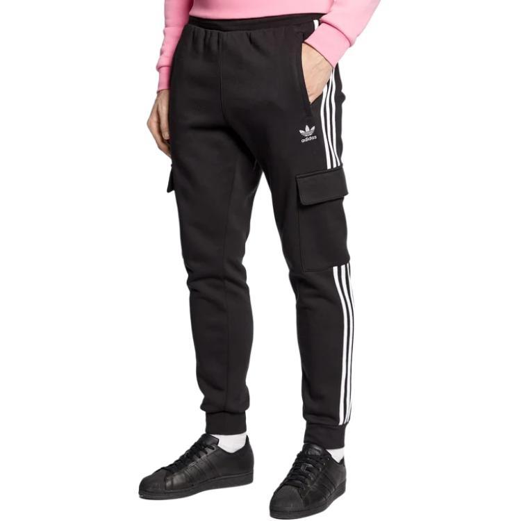 Мужские спортивные брюки adidas originals однотонные с логотипом, карго, с манжетами на щиколотках Черный HK9689
