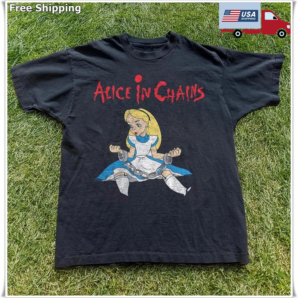 Vintage Alice In Chains Dirt Wonderland , Black Unisex T-shirt, Size S-