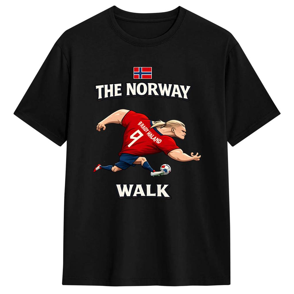 Unisexs Erling Haaland T Shirts The Norway Walk Pure Cotton Tops Vintage Short Sleeve Crewneck Tees Summer TShirts