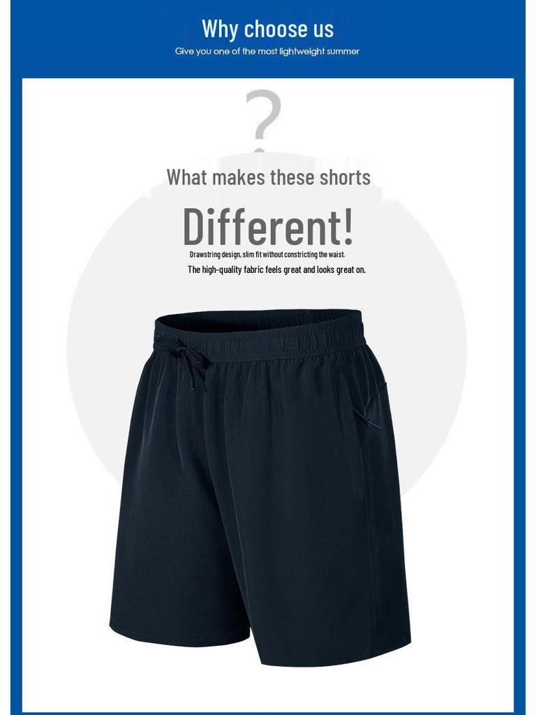 Men's Quick-Dry Loose Fit Sports Beach Shorts, Ice Silk, Five-Point Length.
