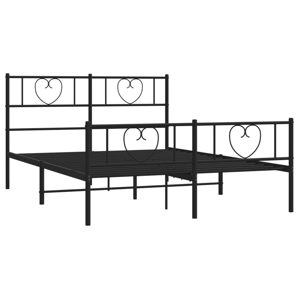 Metal Bed Frame without Mattress with Footboard Black 160x200 cm