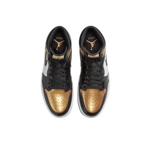 Nike Air 1 High Golf «Золотой носок» Ретро Мужские Черные Белые Золотые
