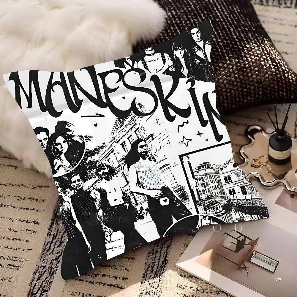 Maneskin Дамиано Давид Винтажная наволочка Квадратная подушка Спальня Диван Досуг Комфорт Подушка Автомобиль Гостиная Украшение для дома