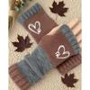 Heart-Shaped Touchscreen Gloves Color-Blocking Decorative Gloves Elegant Fingerless Gloves  Winter