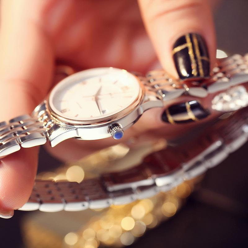 Trendy Stainless Steel Couple Watch Fashionable Temperament Simple Steel Band College Calendar Watch