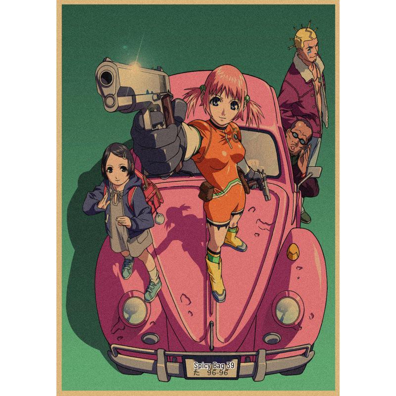 Retro Japanese Anime Wall Poster - Yasuomi Umetsu's Girl Killer on Kraft Paper