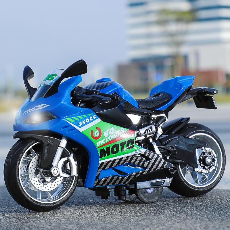 1:12 Звуковых Световых Мотоциклов Сплав+Пластик Модель Мото Автомобиля Литье Под Давлением Игровые Транспортные Средства Украшение Коллекция Игрушки Для Мальчиков Для Детей Подарок