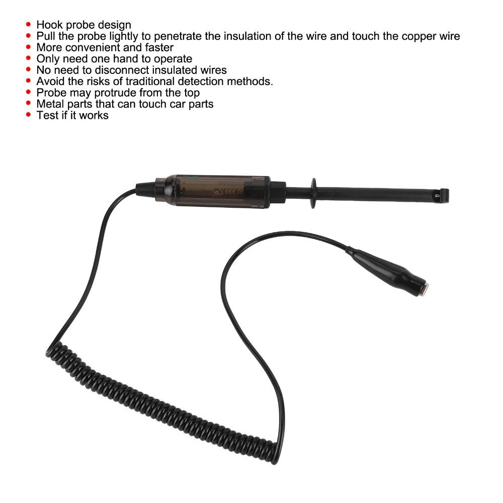 Hook Probe Voltage Tester Pencil Test Light Probe Continuity Inspection For 12V/24V Power Circuits