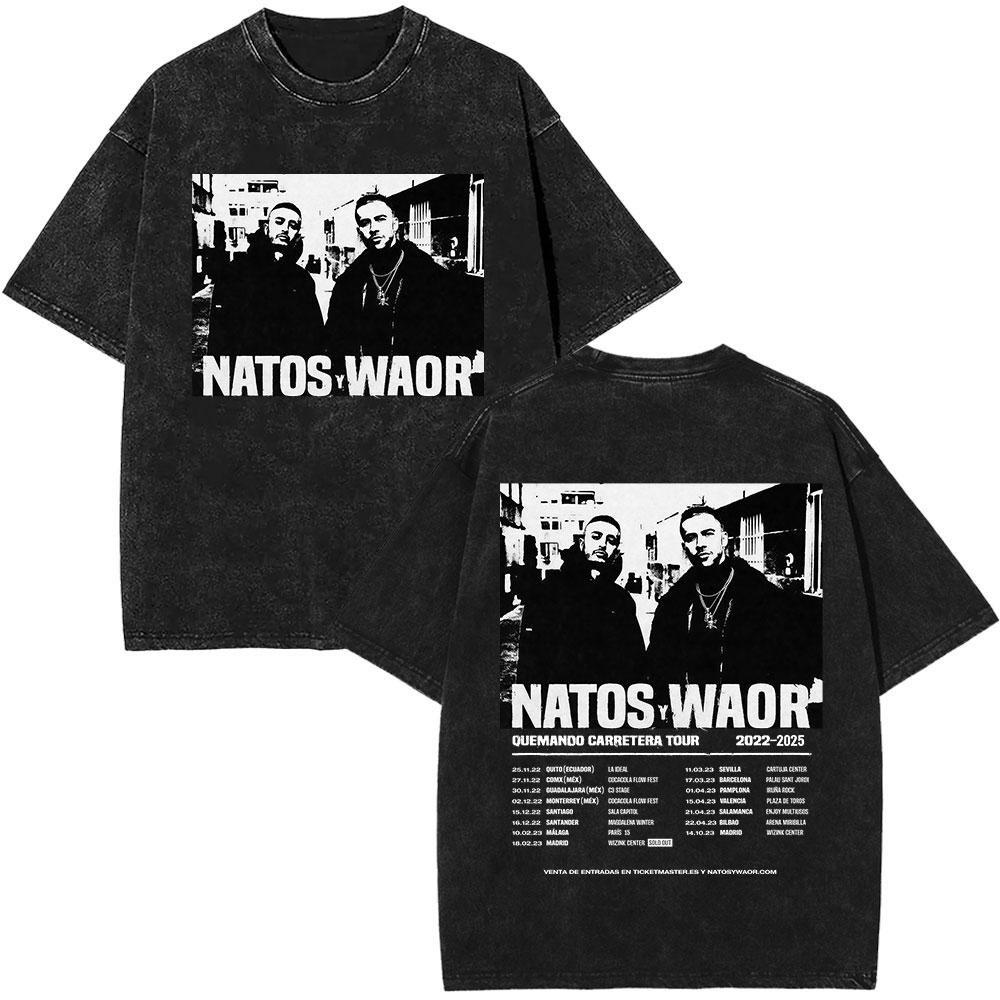 Rapper NATOS WAOR Bicho Raro Negra Skeleton Washed T Shirts Fashion Vintage Tshirts Men Women Clothing Short Sleeve Tshirt