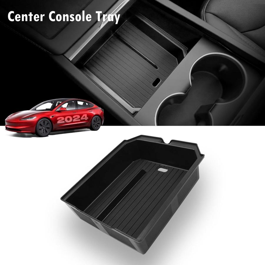 For Tesla Model Juniper / Premium / Performance & Model 3 Highland 2025 2026 Center Console Organizer Tray Armrest Storage Box
