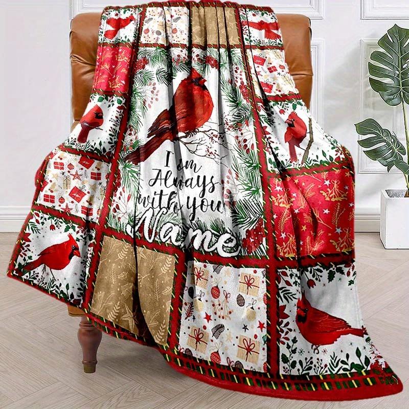 Christmas Deer Tree Customized Your Name Blanket Warm Comfortable Soft Blanket For Chair Office Sofa Bed Sofa Office Camping Suitable For Gifting